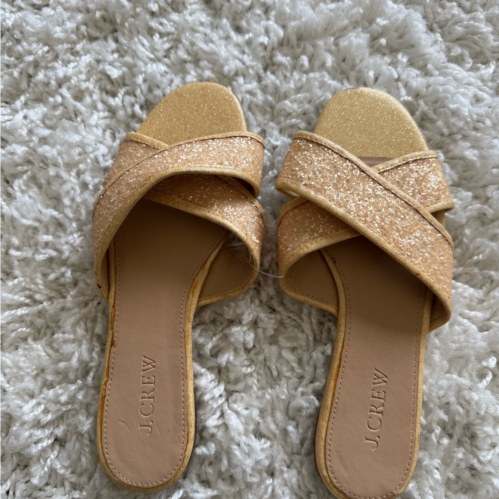 J. Crew glittery tan/gold Women's Sandals